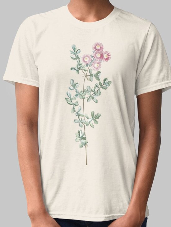 Outfit Bits Tops - Pink Iceplant Vintage Floral Print Short Sleeve Graphic Tee T-shirt S-XXL